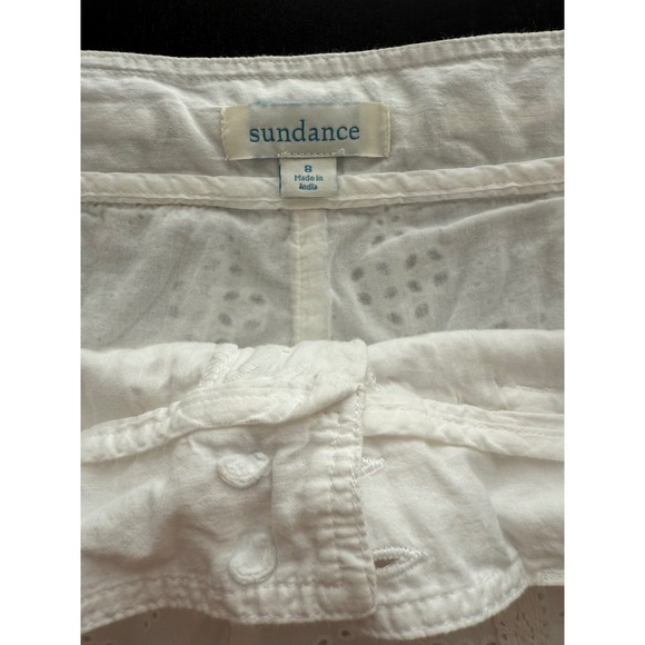 Sundance Summer White Eyelet Bermuda Shorts Womens 8 Cotton Lined Classic Resort - Picture 2 of 16